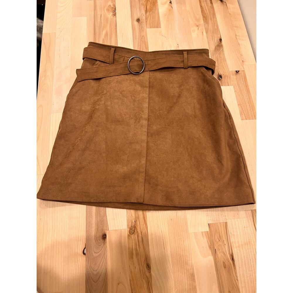 Hollister Ultra High Rise Faux Suede Skirt Brown Belted Size S